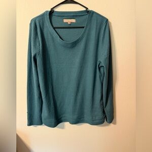 Teal Waffle Knit Long Sleeve Top
